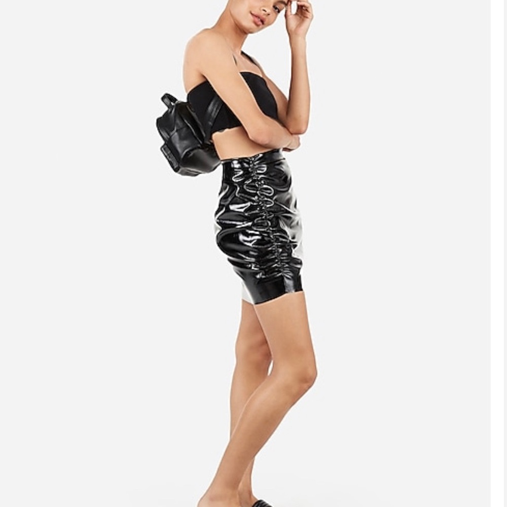 Express Waisted latex mini skirt